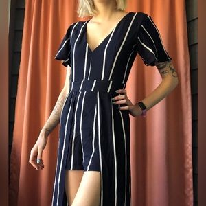 striped high low romper